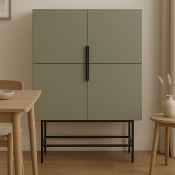 Vintara - Buffet haut 4 portes en bois et métal H128cm