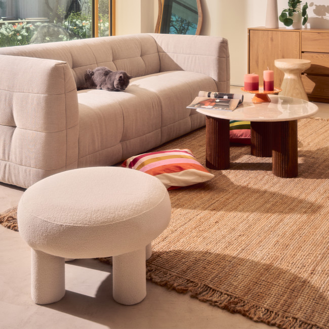 Bloomi - Tabouret rond XL en tissu bouclette ø60cm