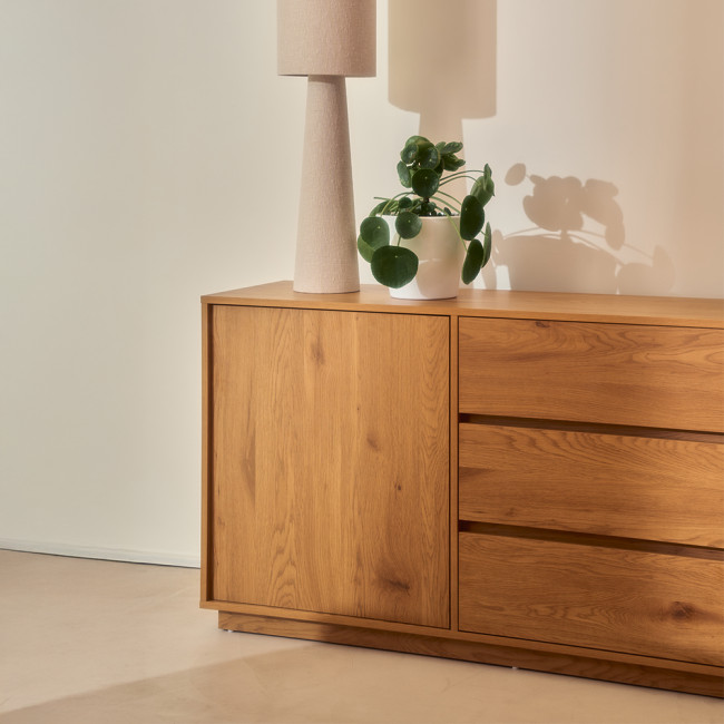 Since - Buffet 2 portes, 3 tiroirs en bois L180cm