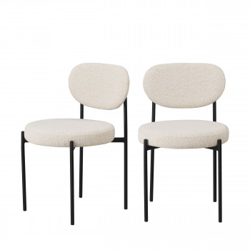 Kyoto - Lot de 2 chaises en tissu bouclette et métal