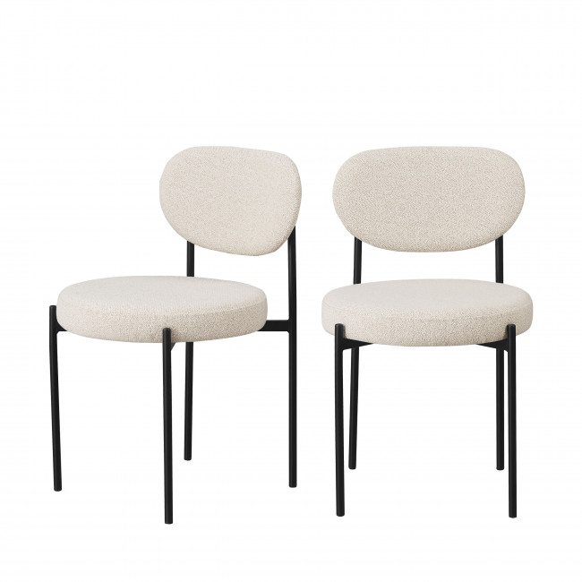 Kyoto - Lot de 2 chaises en tissu bouclette et métal