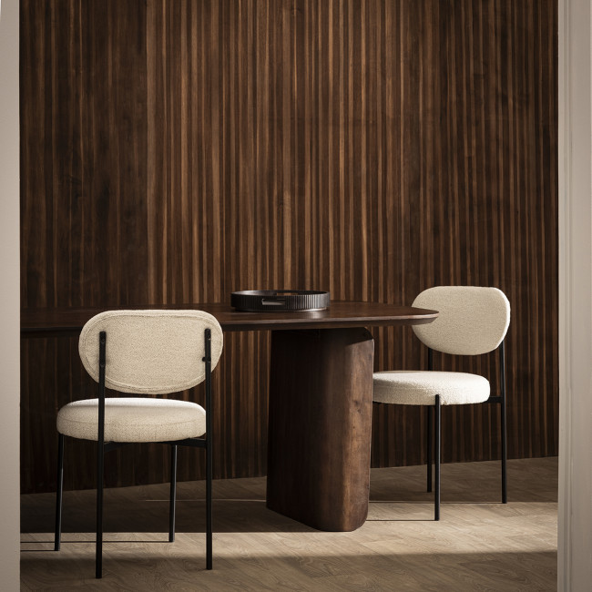 Kyoto - Lot de 2 chaises en tissu bouclette et métal