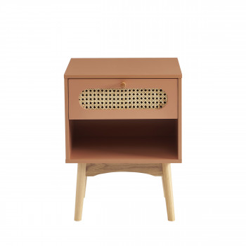 Canno - Table de chevet enfant 1 tiroir en bois et cannage