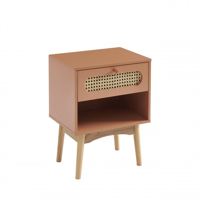 Canno - Table de chevet enfant 1 tiroir en bois et cannage