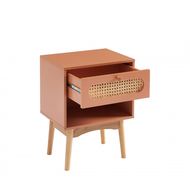 Canno - Table de chevet enfant 1 tiroir en bois et cannage