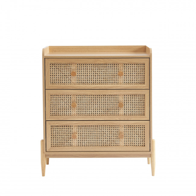 Lilou - Commode enfant 3 tiroirs en bois et cannage 80cm