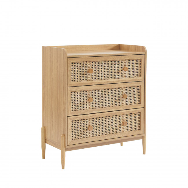 Lilou - Commode enfant 3 tiroirs en bois et cannage 80cm