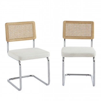 Skana - Lot de 2 chaises en velours côtelé pieds chrome