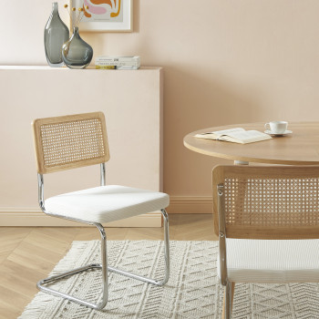 Skana - Lot de 2 chaises en velours côtelé pieds chrome