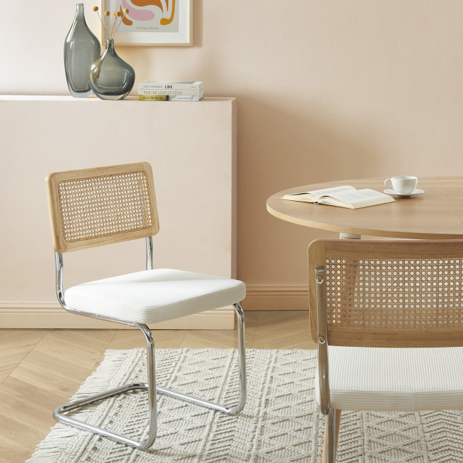 Skana - Lot de 2 chaises en velours côtelé pieds chrome