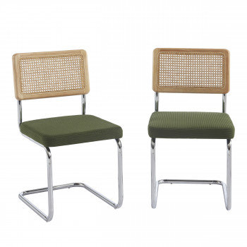 Skana - Lot de 2 chaises en velours côtelé pieds chrome
