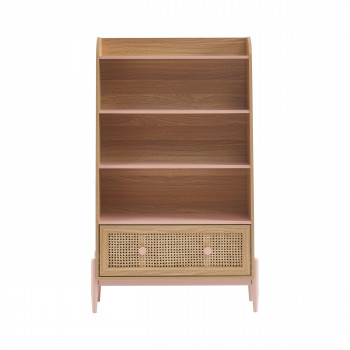 Lilou - Bibliothèque enfant en bois et cannage H140cm