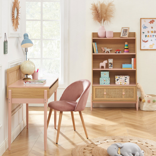 Lilou - Bibliothèque enfant en bois et cannage H140cm