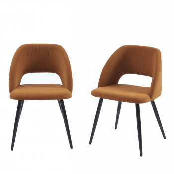 Mills - Lot de 2 chaises en velours côtelé et métal