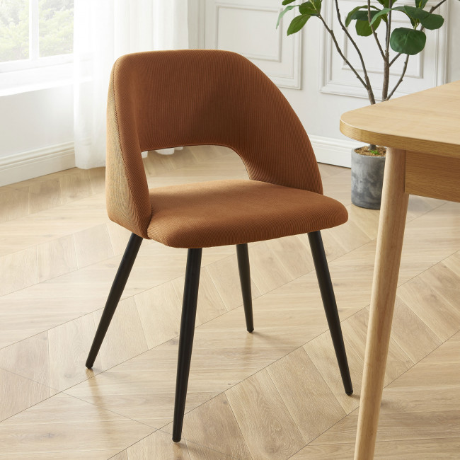 Mills - Lot de 2 chaises en velours côtelé et métal