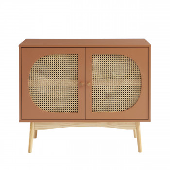 Canno - Buffet 2 portes en bois et cannage L90cm