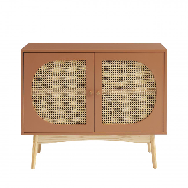 Canno - Buffet 2 portes en bois et cannage L90cm