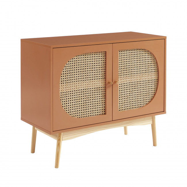 Canno - Buffet 2 portes en bois et cannage L90cm