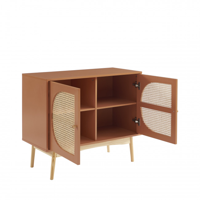 Canno - Buffet 2 portes en bois et cannage L90cm