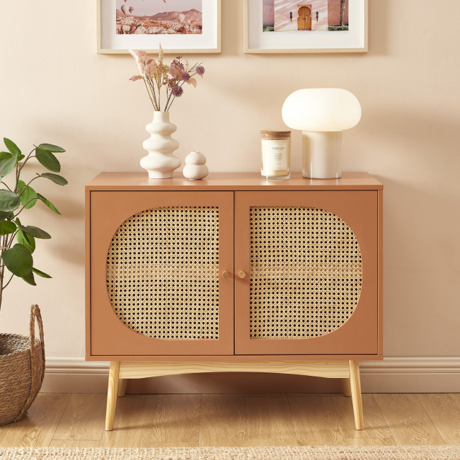Canno - Buffet 2 portes en bois et cannage L90cm