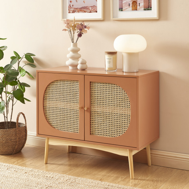 Canno - Buffet 2 portes en bois et cannage L90cm