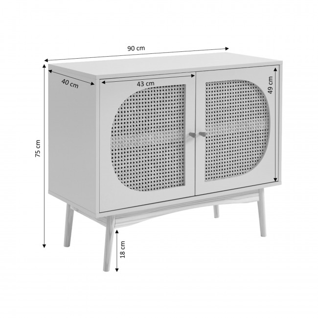 Canno - Buffet 2 portes en bois et cannage L90cm