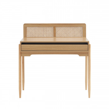 Lilou - Bureau enfant 1 tiroir en bois et cannage H95cm
