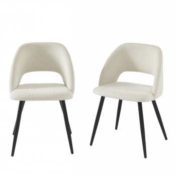 Mills - Lot de 2 chaises en velours côtelé et métal