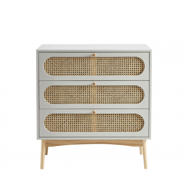 Canno - Commode enfant 3 tiroirs en bois et cannage L80cm