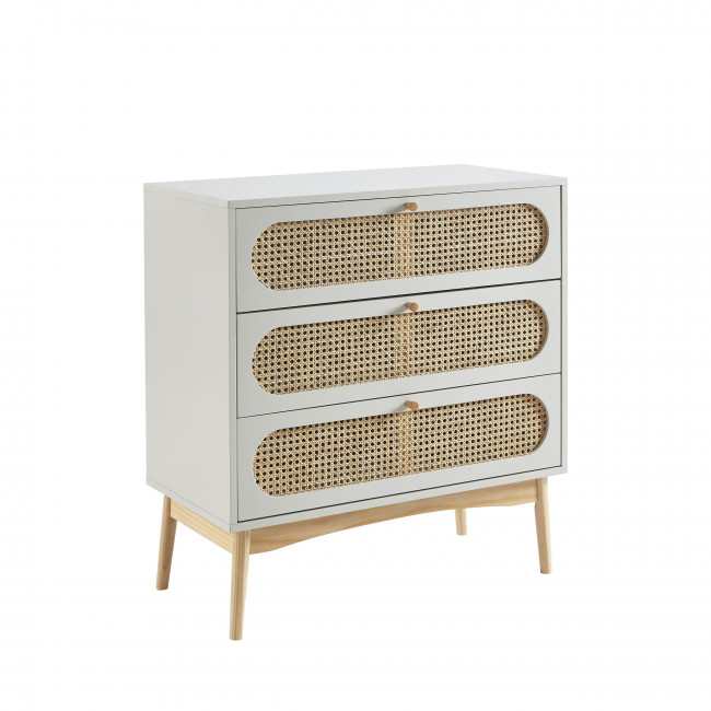 Canno - Commode enfant 3 tiroirs en bois et cannage L80cm