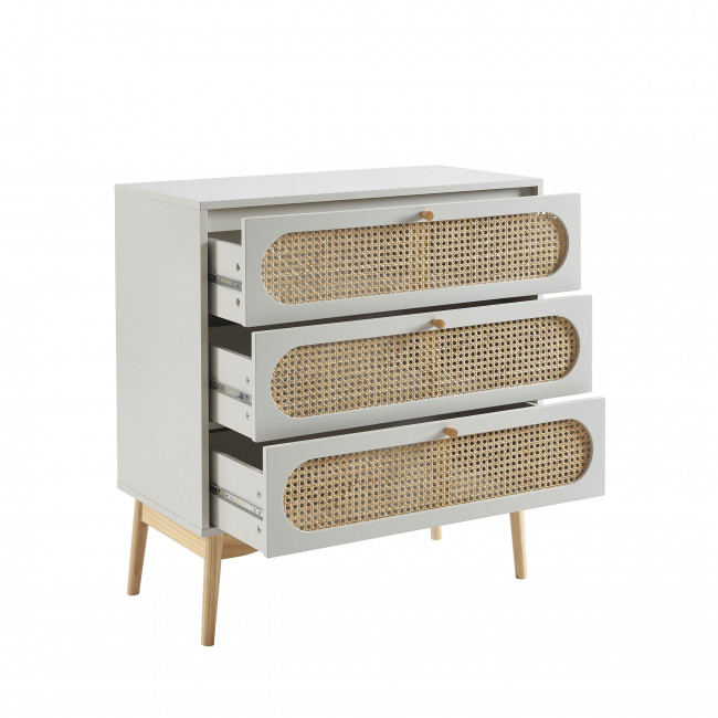 Canno - Commode enfant 3 tiroirs en bois et cannage L80cm