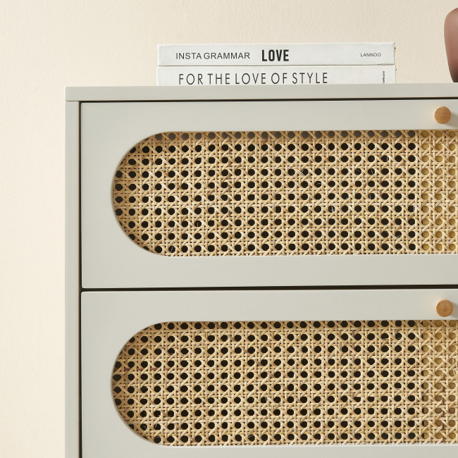 Canno - Commode enfant 3 tiroirs en bois et cannage L80cm