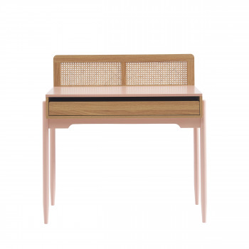 Lilou - Bureau enfant 1 tiroir en bois et cannage H95cm