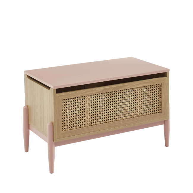 Lilou - Coffre de rangement enfant en bois et cannage L74cm