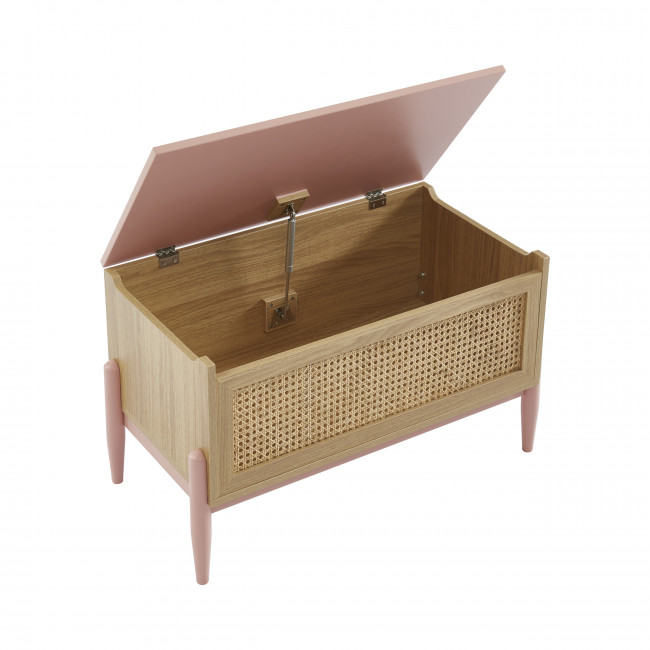 Lilou - Coffre de rangement enfant en bois et cannage L74cm