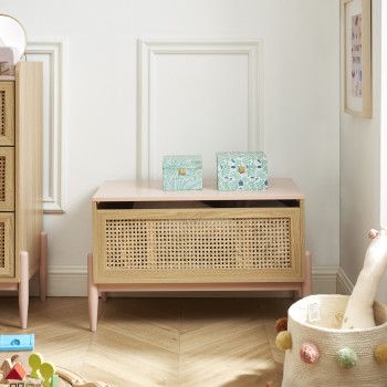 Lilou - Coffre de rangement enfant en bois et cannage L74cm