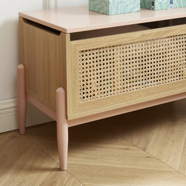 Lilou - Coffre de rangement enfant en bois et cannage L74cm