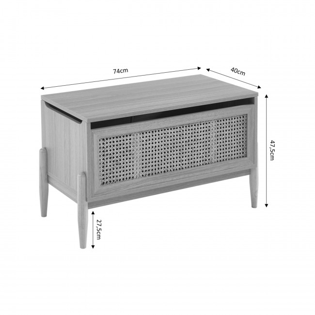 Lilou - Coffre de rangement enfant en bois et cannage L74cm