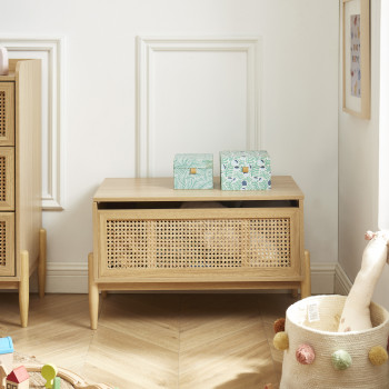 Lilou - Coffre de rangement enfant en bois et cannage L74cm