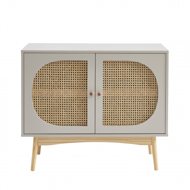 Canno - Buffet 2 portes en bois et cannage L90cm