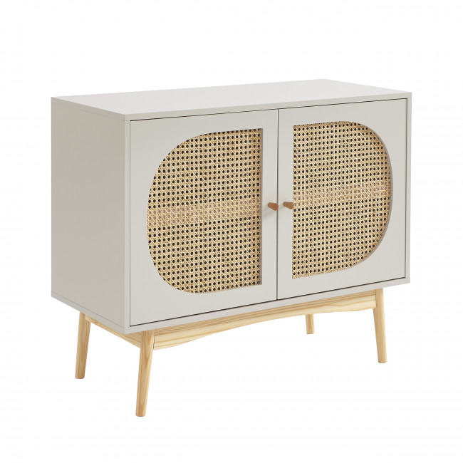 Canno - Buffet 2 portes en bois et cannage L90cm