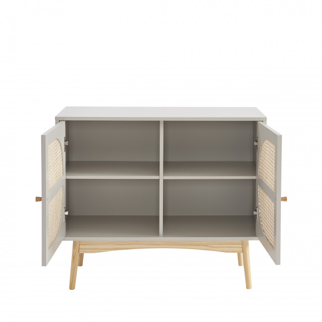 Canno - Buffet 2 portes en bois et cannage L90cm