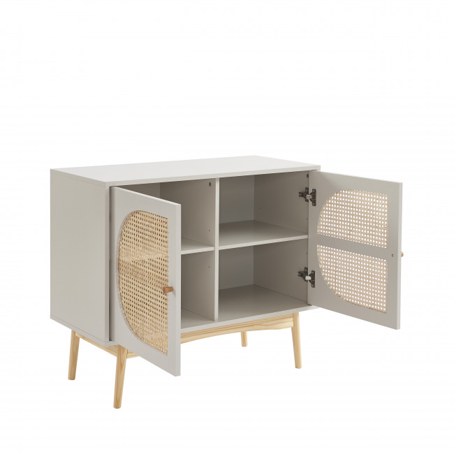 Canno - Buffet 2 portes en bois et cannage L90cm