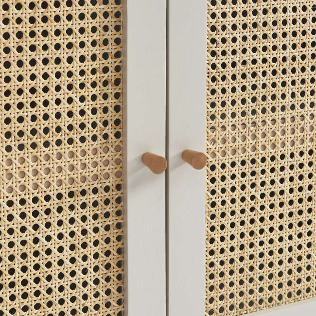 Canno - Buffet 2 portes en bois et cannage L90cm