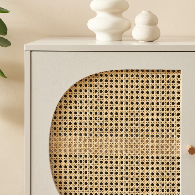 Canno - Buffet 2 portes en bois et cannage L90cm