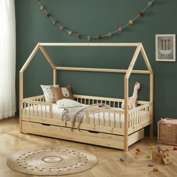 Kaba - Lit cabane enfant en bois 90x190cm