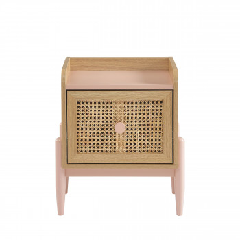 Lilou - Table de chevet enfant 1 tiroir en bois et cannage