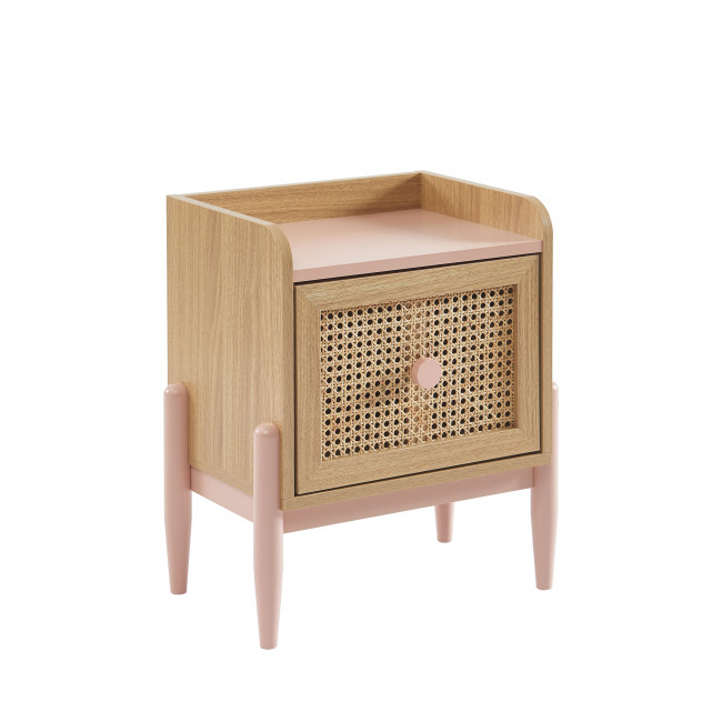 Lilou - Table de chevet enfant 1 tiroir en bois et cannage