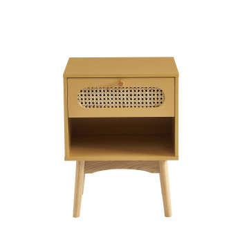 Canno - Table de chevet enfant 1 tiroir en bois et cannage