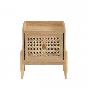 Lilou - Table de chevet enfant 1 tiroir en bois et cannage